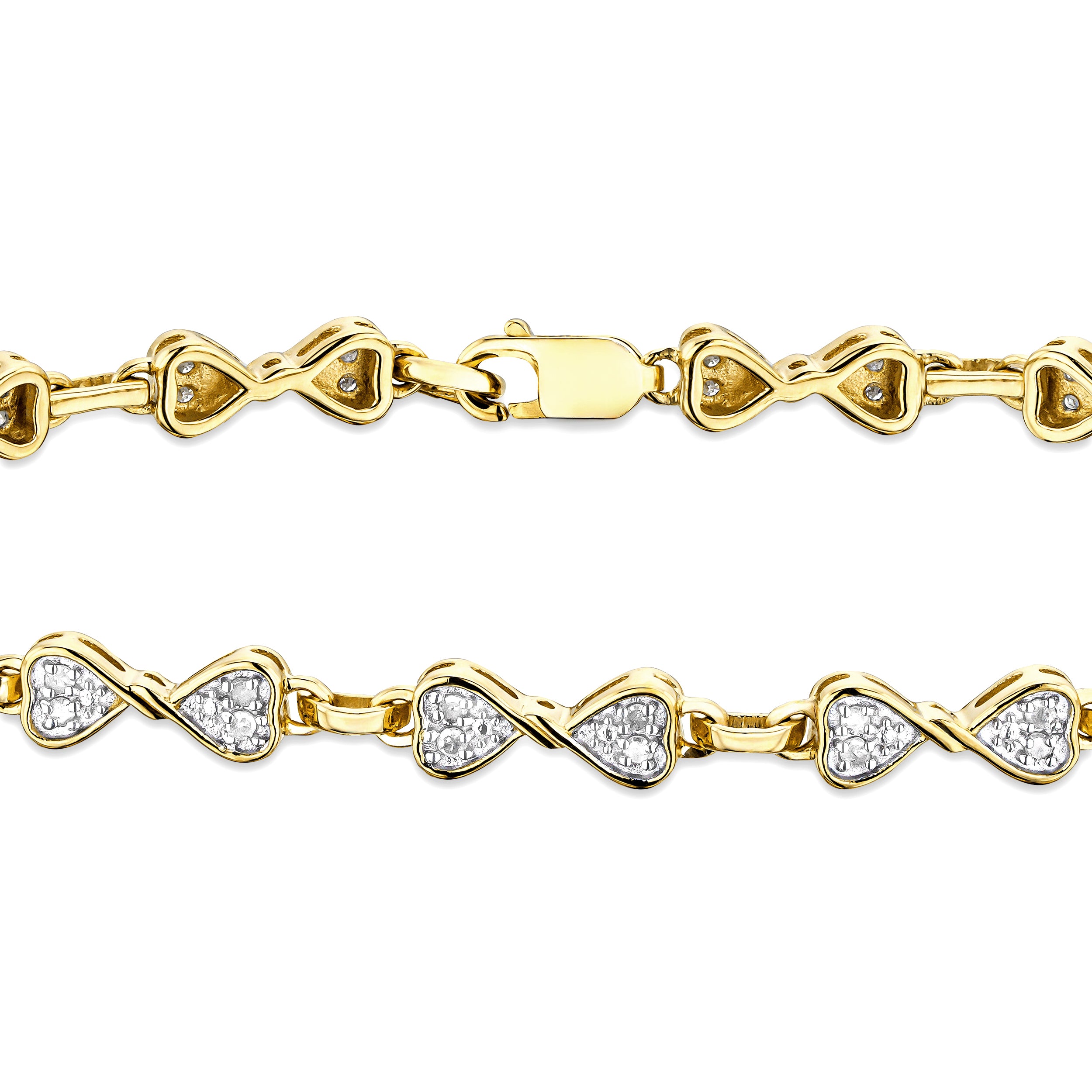 0.25ct Diamond Heart Bracelet Set In 18K Gold Vermeil